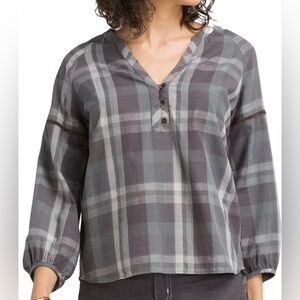 Prana Charcoal Plaid Women's Blouse
